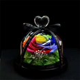 thumbnail image 4 of Funda de cristal con flor eterna, amor, 10 x 13 cm, con lámpara, adornos de flores rosas, regalo de flor eterna, 4 of 6