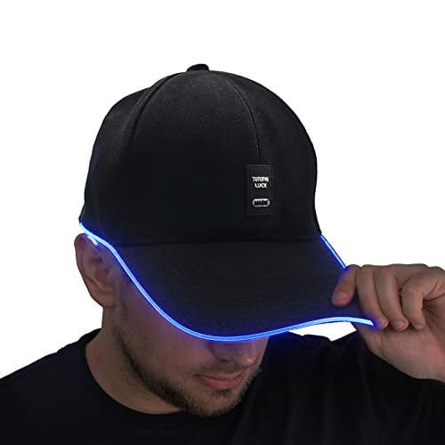 Led Hat Light Up Baseball Cap with 11 Flashing Modes Glow Rave Party Hat for Festival Hip hop Club Stage Performance Black