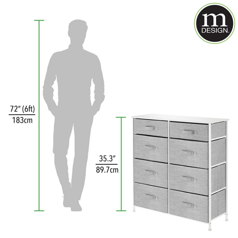 mDesign Tall Storage Dresser Furniture, 8 Slim Removable Fabric Drawers,  Gray - Walmart.com