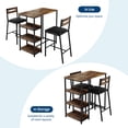 thumbnail image 4 of 3-Piece Kitchen Table Set with Storage Shelves, 36" Wood & Metal Dining Table with 2 Upholstered Chairs for Small Apartments & Breakfast Nook, 4 of 9
