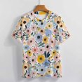 thumbnail image 3 of Floral Colorful Flower Women's Short Sleeve T-Shirt Crew Neck Casual Summer Trendy Loose Fit Tops, 3 of 6
