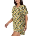 thumbnail image 3 of Womens Pajama Sets With Pocket, Monstera Leaves Lounge Sets Short Sleeve Sleepwear PJ Sets for Women, 3 of 6