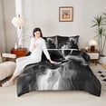 thumbnail image 4 of Homewish Abstract Stripes 3 Pieces Queen Comforter Set for Teens Boys Girls,Geometric Lines Ultra Soft Bedding Sets,Black White Gradient Bedding Comforter Set Breathable,Luxury Bedroom Decor, 4 of 8