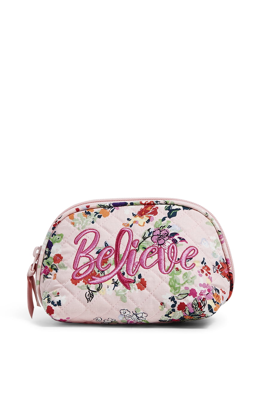 Vera Bradley Women's Recycled Cotton Embellished Clamshell Cosmetic Bag  Hope Blooms Pink