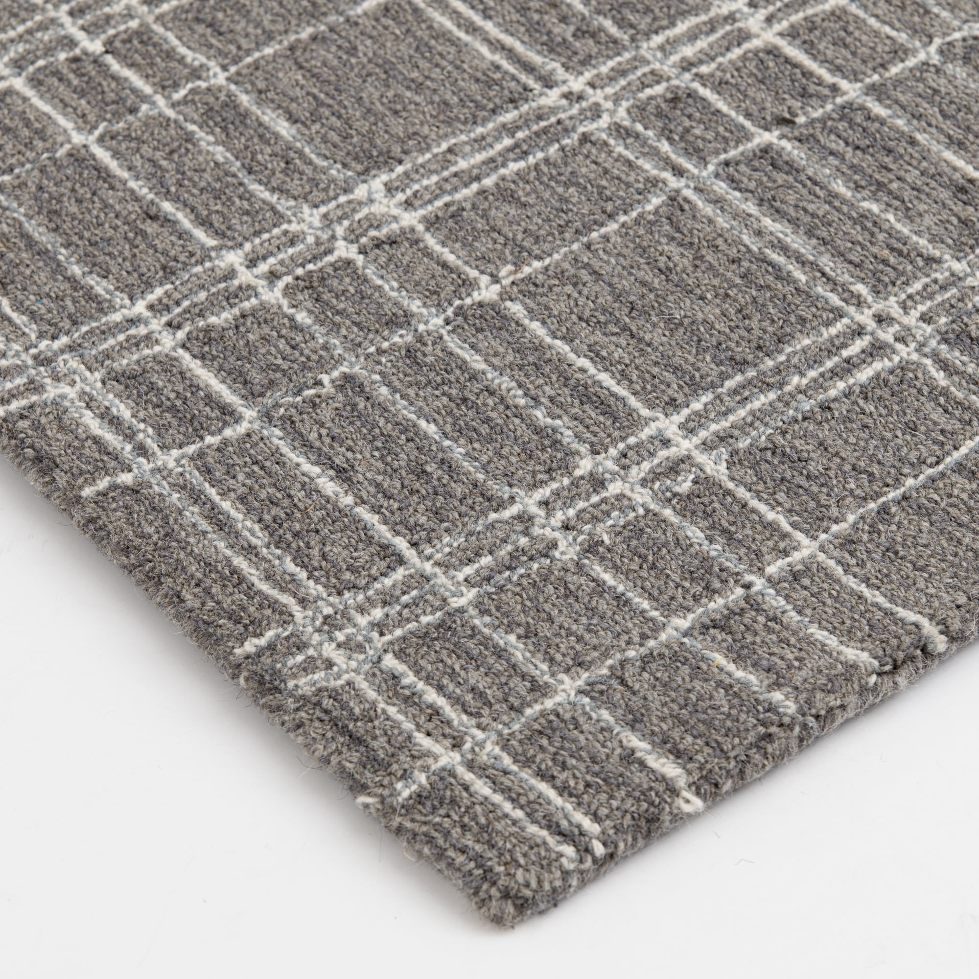 Better Homes & Gardens Grey Plaid Wool Indoor Area Rug, 5x7