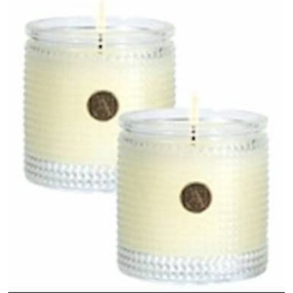 Aromatique Orange & Evergreen - Set of 2 Textured Glass Scented Jar Candle
