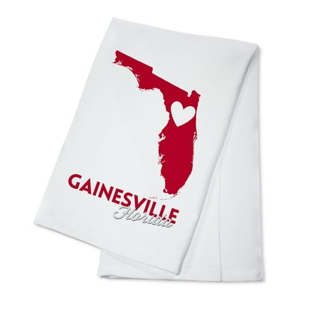 

Gainesville Florida Heart Design (100% Cotton Tea Towel Decorative Hand Towel Kitchen and Home)