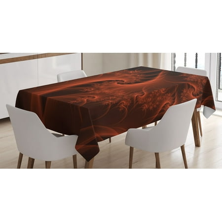 

Burnt Orange Decor Tablecloth Digital Fractal Image with Swirling Moving Floral Line Motion Modern Graphic Rectangular Table Cover for Dining Room Kitchen 60 X 90 Inches Orange by Ambesonne