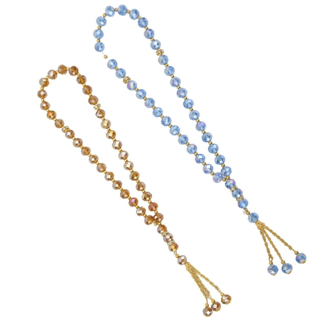 2 uds cuentas de oración Mini Color champán azul 33 cuentas Tasbih musulmán con cuentas de zapador para regalo de decoración diaria