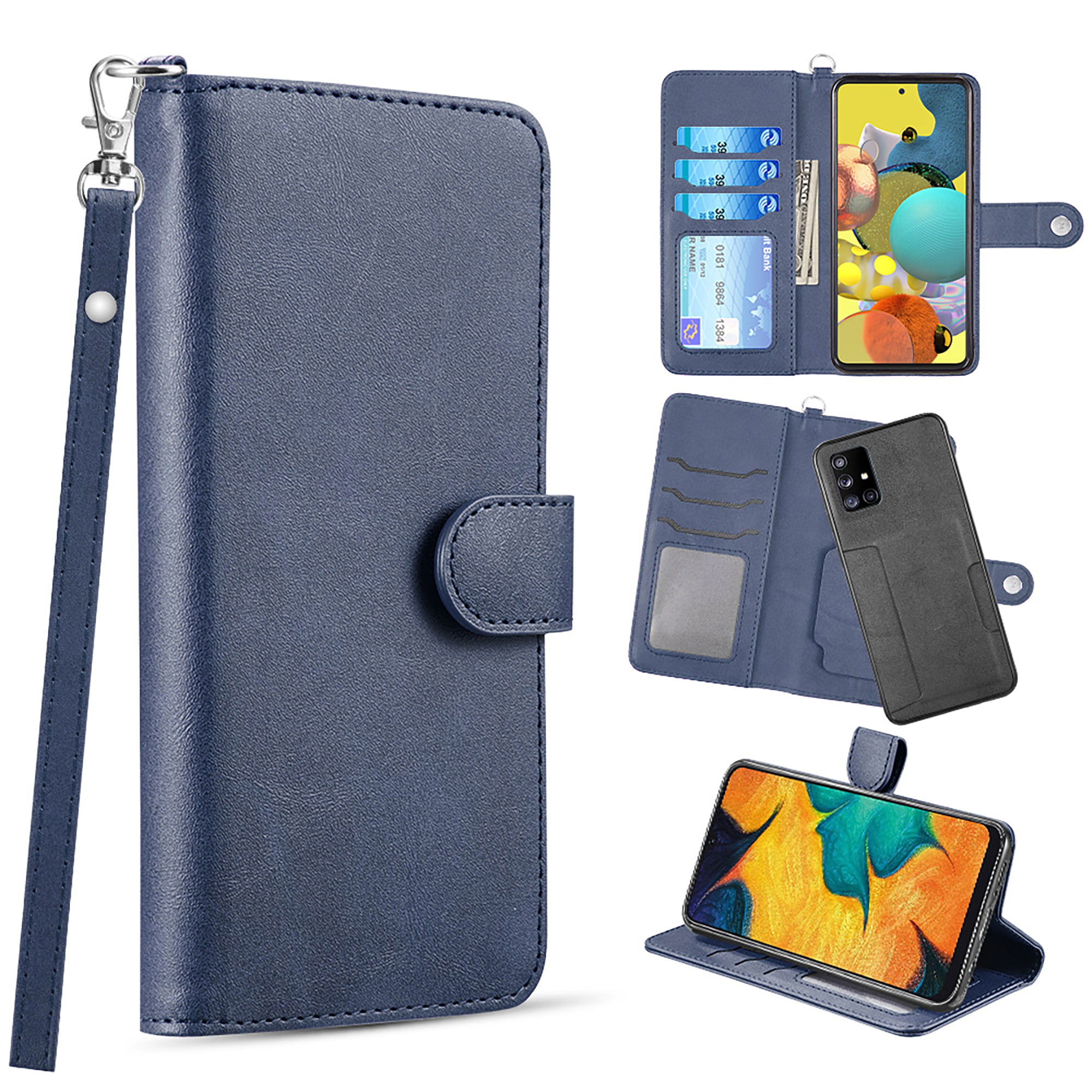Leather Flip Cover Secure Magnetic Wallet Case for Samsung Galaxy A21 ...
