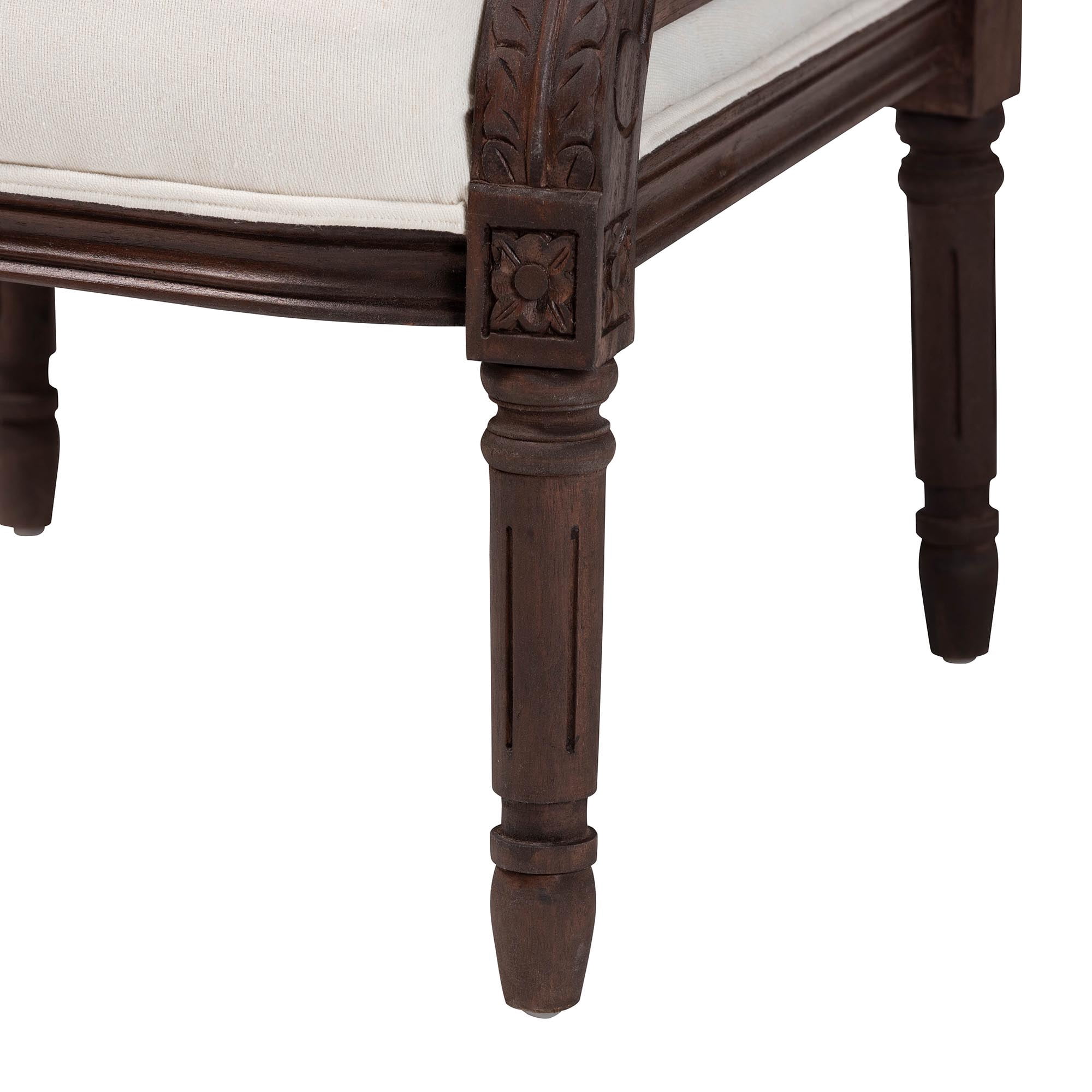 bali & pari Desmond Rattan and Bayur Wood French Provincial Accent Chair, Dark Brown