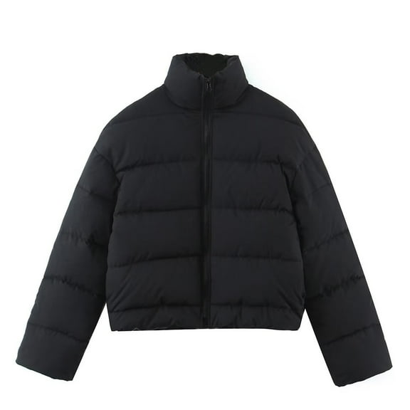 Fanxing Corduroy Puffer Jacket for Women Lightweight Quilted Bomber Jacket Outwear Solid Color Casual Button Down Down Coat