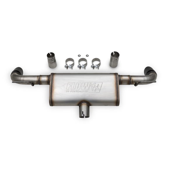 Flowmaster Kit de Système d'Échappement 718154 FlowFX Essieu Arrière; 409 en Acier Inoxydable; avec Silencieux; Diamètre du Tuyau de 2-1/2 Pouces; Échappement Simple avec Double Sortie; Sortie Arrière Double Sortie; avec Quincaillerie et Cintres