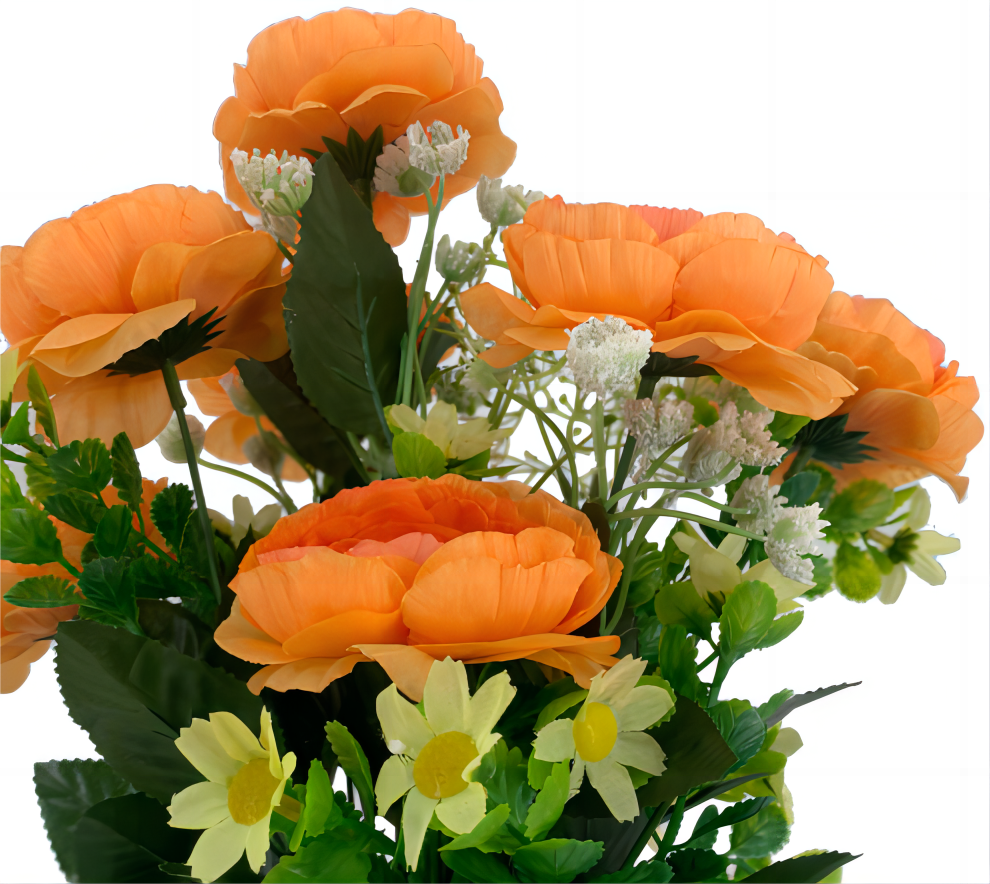 Mainstays 20.5" Artificial Flower Bouquet, Camellia, Orange Color. Indoor Use,  Party Centerpiece Table Decorations - image 4 of 5