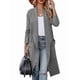 thumbnail image 1 of Cárdigan Holgado de Punto Abierto para Mujer, Informal, de Larga, Drapeado, con Bolsillos, Chaqueta Larga, Suéter. Gris S, 1 of 10