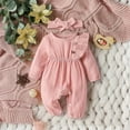 thumbnail image 3 of RUTAYY Children Boys Girls Jumpsuits Autumn Winter Double Layer Crepe with Waistband and Long Pants Headband Elegant Casual Romper, 3 of 4