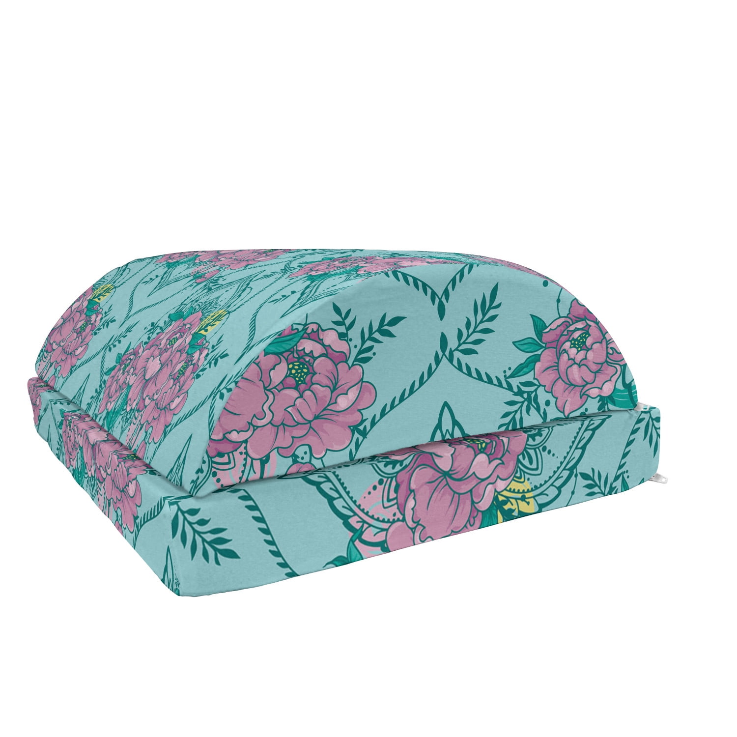 Floral Foot Rest, Composition with Peonies on a Blue Shade Background ...