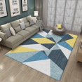 thumbnail image 1 of Milan Traditional Living Room Rug Modern Geometric Pattern Kaleidoscope Triangles Cream Blue Yellow Anti-Slip Rug Bedroom - 120 x 160cm, 1 of 4