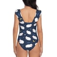 thumbnail image 3 of Naloa Cute Sheep 1 Print Women One Piece Swimsuits Tummy Control Bathing Suit Ruffle V Neck Swimwear Slimming Monokini, 3 of 5