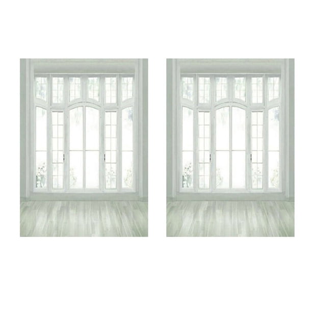 2piezas 3X5FT Ventana Europea Piso Blanco Arte Fotografía Telón de Fondo Estudio Fondo
