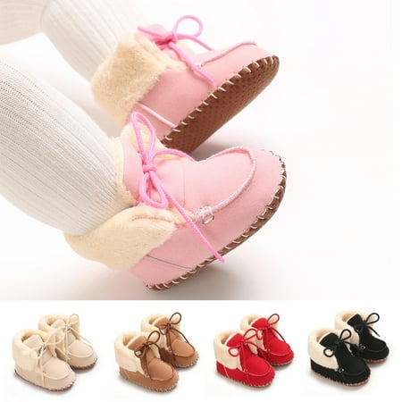 

Baby Sweetie Infant Baby Boy Girl Snow Boots Winter Warm Snow Anti-Slip Tie Up Toddler Prewalker Booties for Christmas