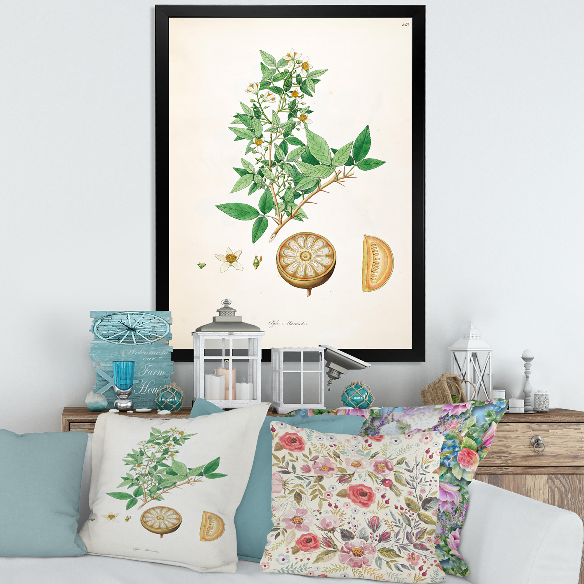 Designart 'Ancient Plant Life X' Farmhouse Framed Art Print