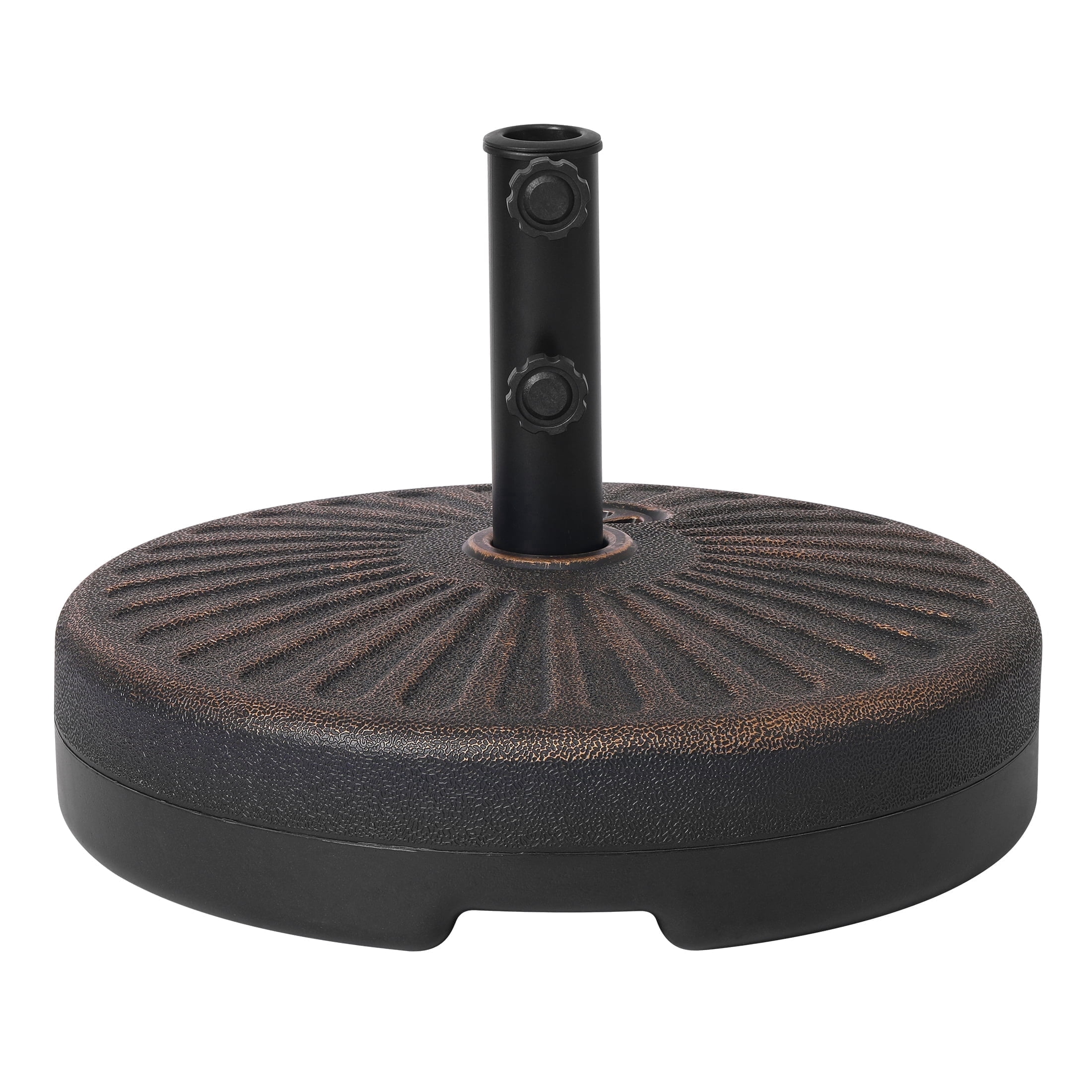 WestinTrends Fillable 20″ Round Patio Umbrella Base, Outdoor Weighted Stand with Adjustable Knob, Water or Sand, Bronze