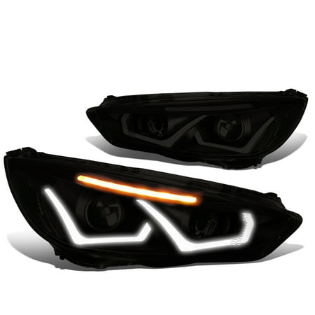 - For 2015 to 2017 Ford Focus Dual HALO LED DRL Light Bar+Turn Signal Projector Headlight Black Housing Smoked Lens Clear Corner Headlamp 16