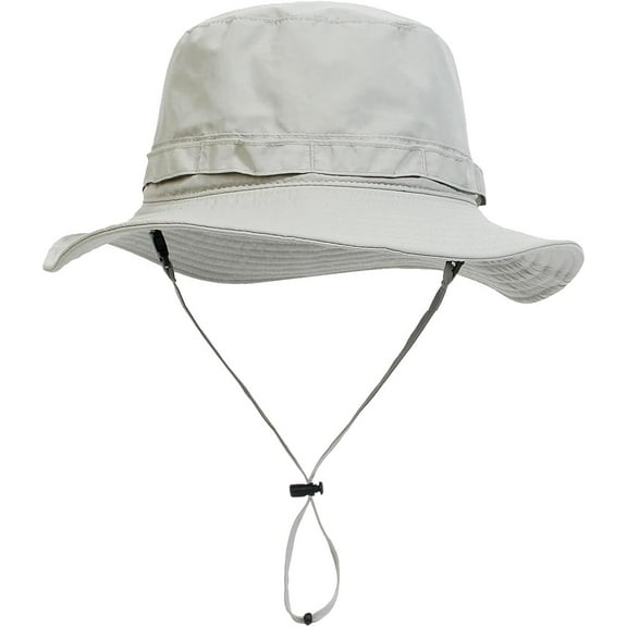 Muryobao Men Sun Hat Summer UPF 50  Boonie Bucket Hats Wide Brim Breathable Foldable Safari Fishing Cap Light Grey