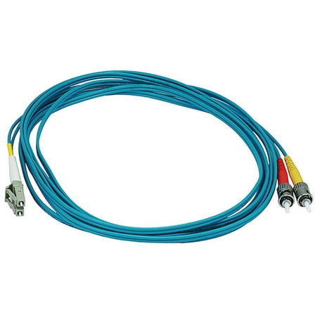 Monoprice Fiber Optic Cable - 3 Meter - Aqua | LC to ST, OM3, 50/125 Type, Multi Mode, 10Gb, Duplex