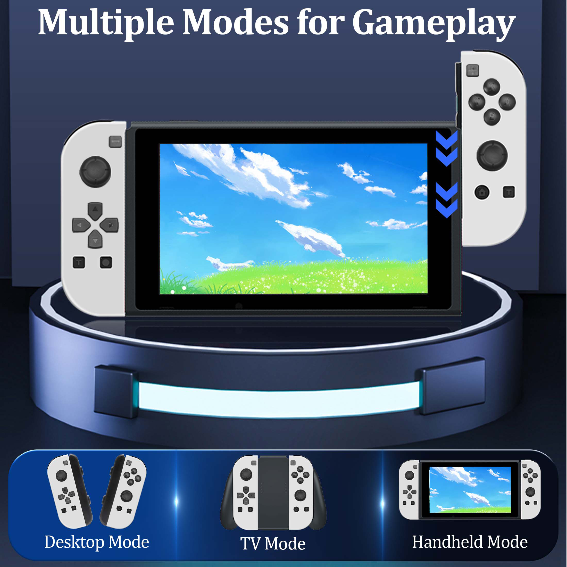 Controlador de Juegos Dividido Inalámbrico, Gamepad Bluetooth con Luz RGB, Movimiento y Vibración, Controlador Recargable para Consola Portátil 3