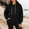 thumbnail image 5 of AKOEE Womens Oversized Hoodie with Pockets Plain Hooded Sweatshirts Casual Drawstring Long Sleeve Pullovers (L, Black), 5 of 7