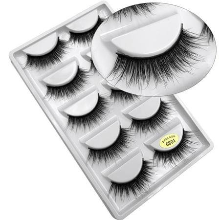 Mink Fur 3D False Eyelashes Kit, 10 Lashes Fake Eyelashes, Soft Flexible False Eyelashes, Entire Eyelids for Ladies Women Natural Look (5 Pairs /