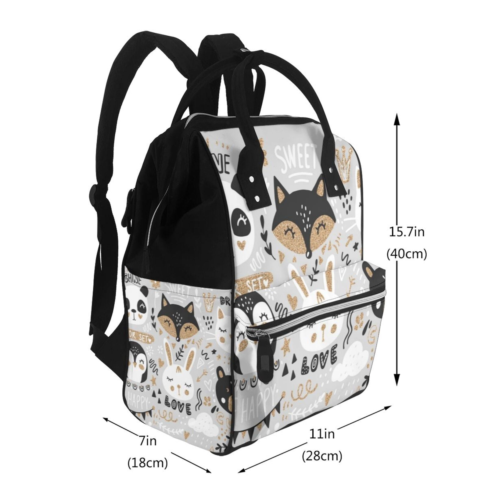 Ratiio Funny Animals Series Mummy Backpack - Waterproof Twill Canvas, Large Capacity Diaper Bag with Multiple Pockets and Adjustable Straps