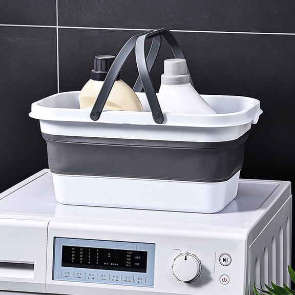 HAMPPLIES Portable Black Folding Bucket for Mop Washing with Sturdy Plastic Handle