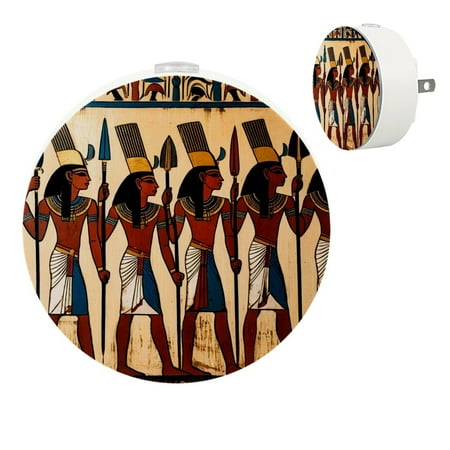 

Night Lights Plug Into Wall [2 Pack] Night Light for Kids LED Nightlight with Dusk to Dawn Sensor for Bathroom Decor Children Room Ancient Egypt Art Ethnic Tribal Vintage