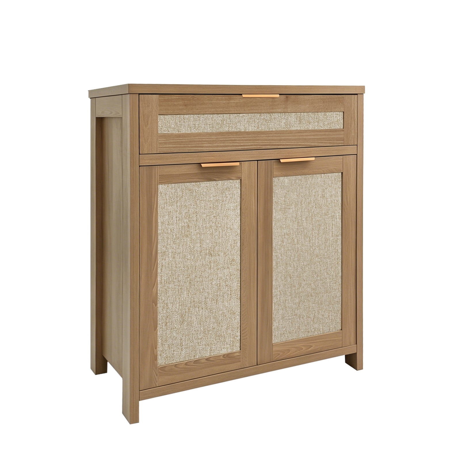 Hommoo Farmhouse Rattan Sideboard Buffet Cabinet, Wooden Storage Cabinet with Adjustable Shelf and Drawer, Boho Buffet Cabinet for Dining, Kitchen, Entryway, Living Room, Natural
