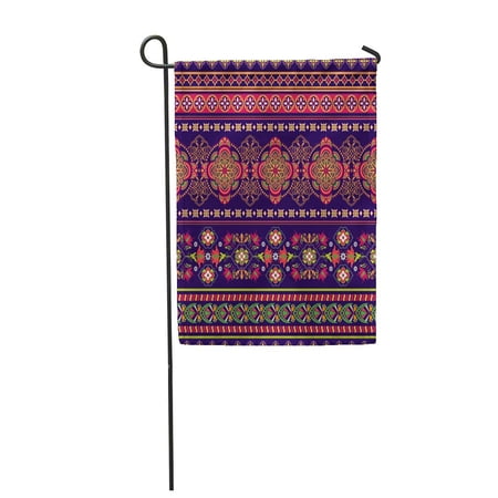 SIDONKU Persian Paisley Floral Line Abstract Flower Border Pattern Revival Garden Flag Decorative Flag House Banner 28x40 inch