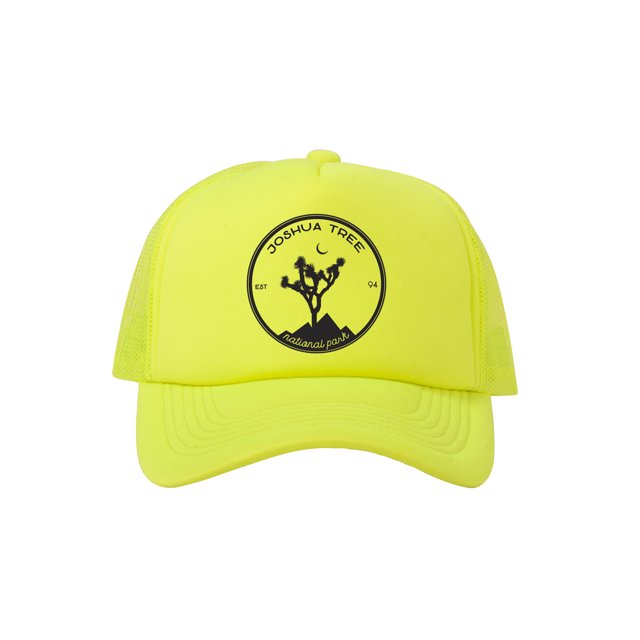 Joshua Tree Adjustable Mesh Trucker Hat - Black - Neon Yellow