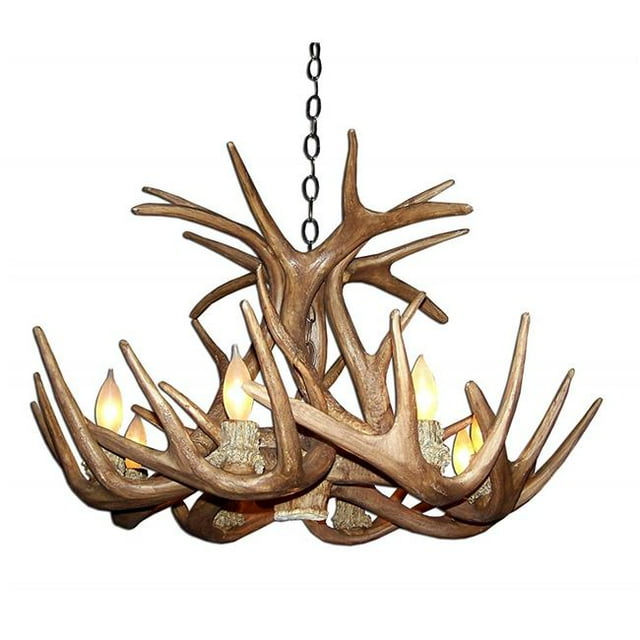 Lustre à Douilles à Simple Niveau 6 avec Chaîne en Bronze Rustique de 3 Pieds