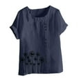 thumbnail image 4 of Endives Women's Short Sleeve Cotton Linen Shirts Summer Casual Boho Floral Blouse Oversized Loose Tunic Tops, 4 of 4