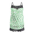 thumbnail image 5 of Uaswgudfs Women's St. Patrick's Day Lace Trim Spaghetti Strap Cami Shorts Set Bow Star Print Two-Piece Sleeveless Loungewear Sleepwear White L, 5 of 5