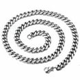 thumbnail image 3 of 16-36" Stainless Steel Silver Chain Cuban Curb Womens Mens Necklace 3/5/7/9/11mm, 3 of 4