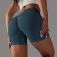 thumbnail image 5 of YDKZYMD Compression Shorts for Women Scrunch Butt Lifting Crossover V Cross Ribbed Leggings Running High Waist Biker Stretchy Short Seamless Booty Yoga Compression Sport Shorts Dark Green S, 5 of 6