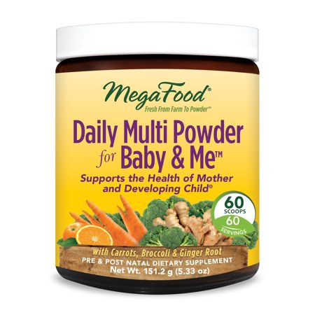 MegaFood - Daily Multi Powder for Baby & Me, Prenatal and Postnatal Support for Healthy Pregnancy for Mother and Child, Vegetarian, Gluten Free, Non-GMO, 60 Servings (5.33