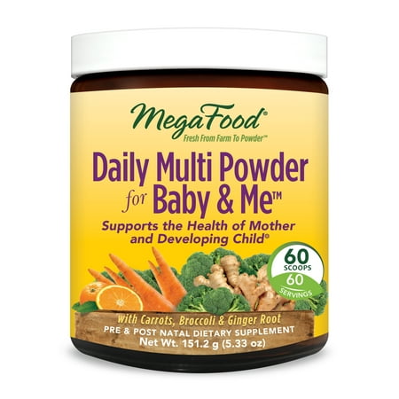 MegaFood - Daily Multi Powder for Baby & Me, Prenatal and Postnatal Support for Healthy Pregnancy for Mother and Child, Vegetarian, Gluten Free, Non-GMO, 60 Servings (5.33