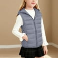 thumbnail image 6 of Kids Quilted Vest for Girls Lightweight Zip Up Hoodie Jacket with Pockets Winter Sleeveless Outerwear 3T-14Years, Gray, 6 of 8