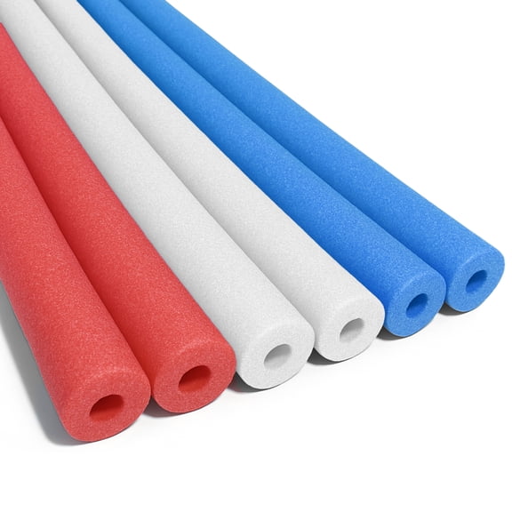 Oodles of Noodles Deluxe Foam Pool Noodles – 48” x 2.5” Hollow Core Swim Noodles – Extra Dense, Durable, Buoyant – Pool, Beach, Crafts, DIY Projects (Red & White & Blue)