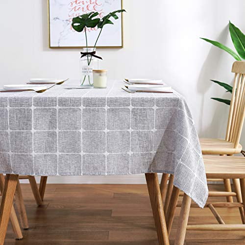Amhoo Checked Plaid Tablecloth Rectanglar Lattice Table Covers For Kictchen Dining Tabletop Decoration 54 X Inch Light Gray Com Amhoo Checked Plaid Tablecloth, What Size Light For 54 Round Table