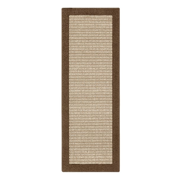 Mainstays Machine Washable Faux Sisal Runner Rug, Black, 2'x6
